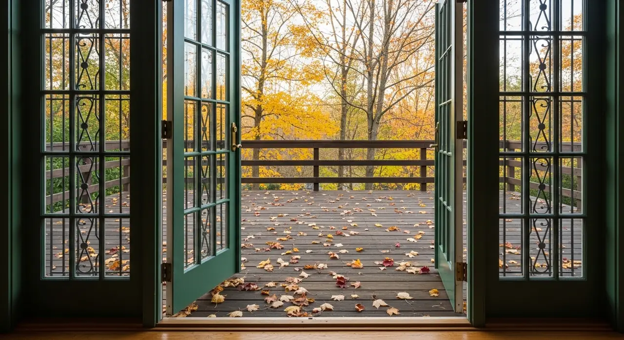 french doors leading deck jpeg — residential setting