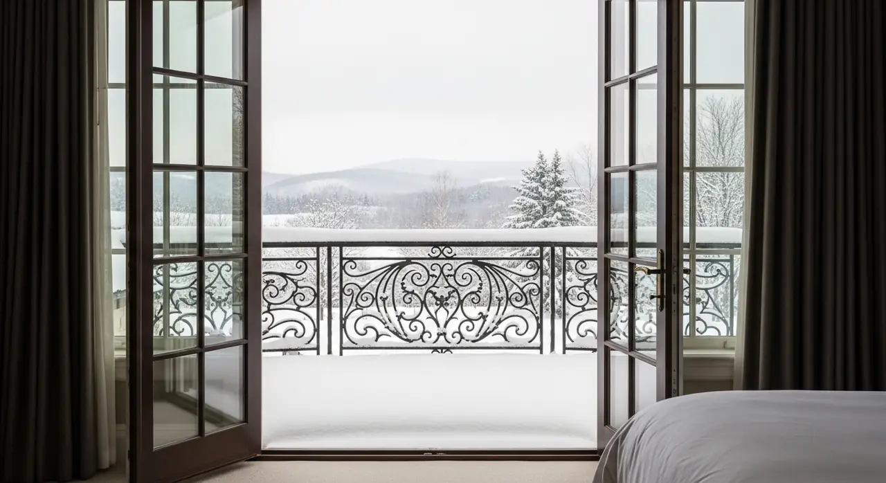 french doors balcony snow jpeg — residential setting