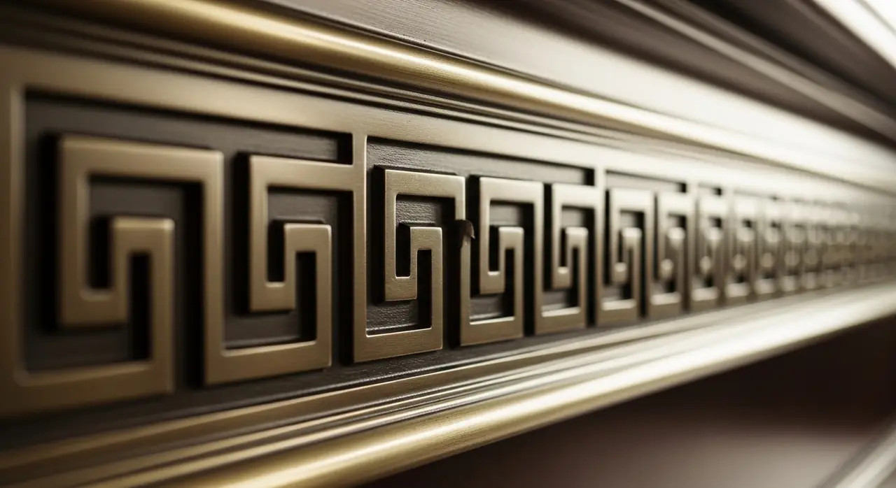 greek key pattern rail — residential setting