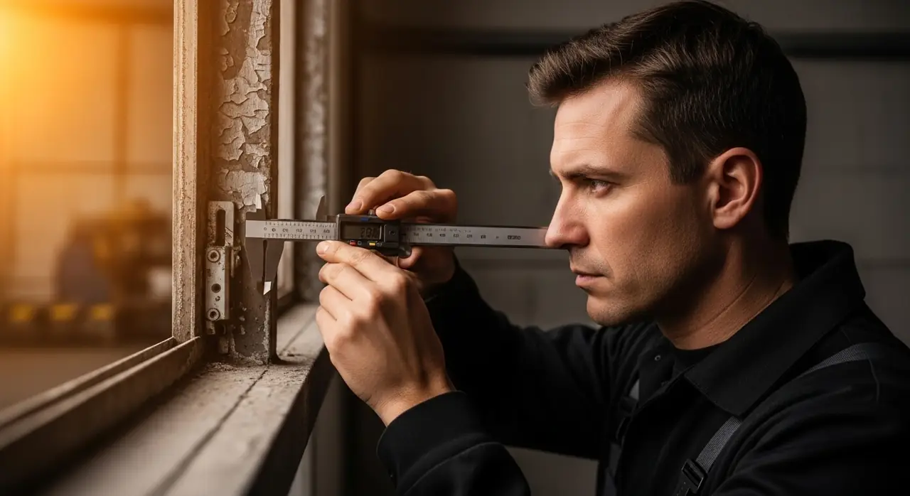 inspector measuring — professional installation