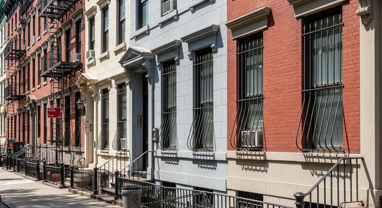 new york rowhouses iron — material quality detail