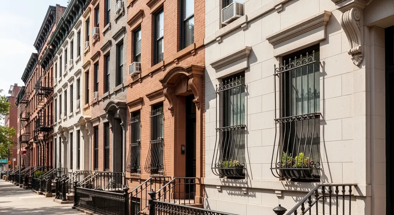 new york rowhouses iron — material quality detail
