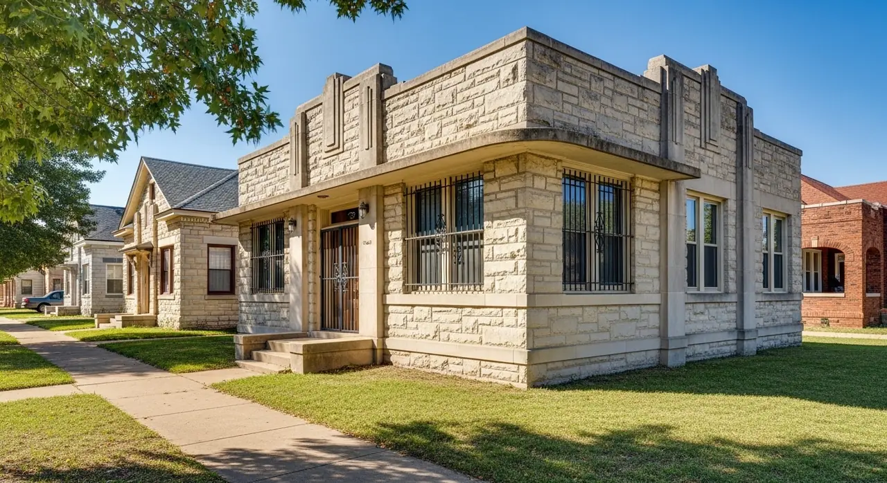 oklahoma art deco limeston — residential setting