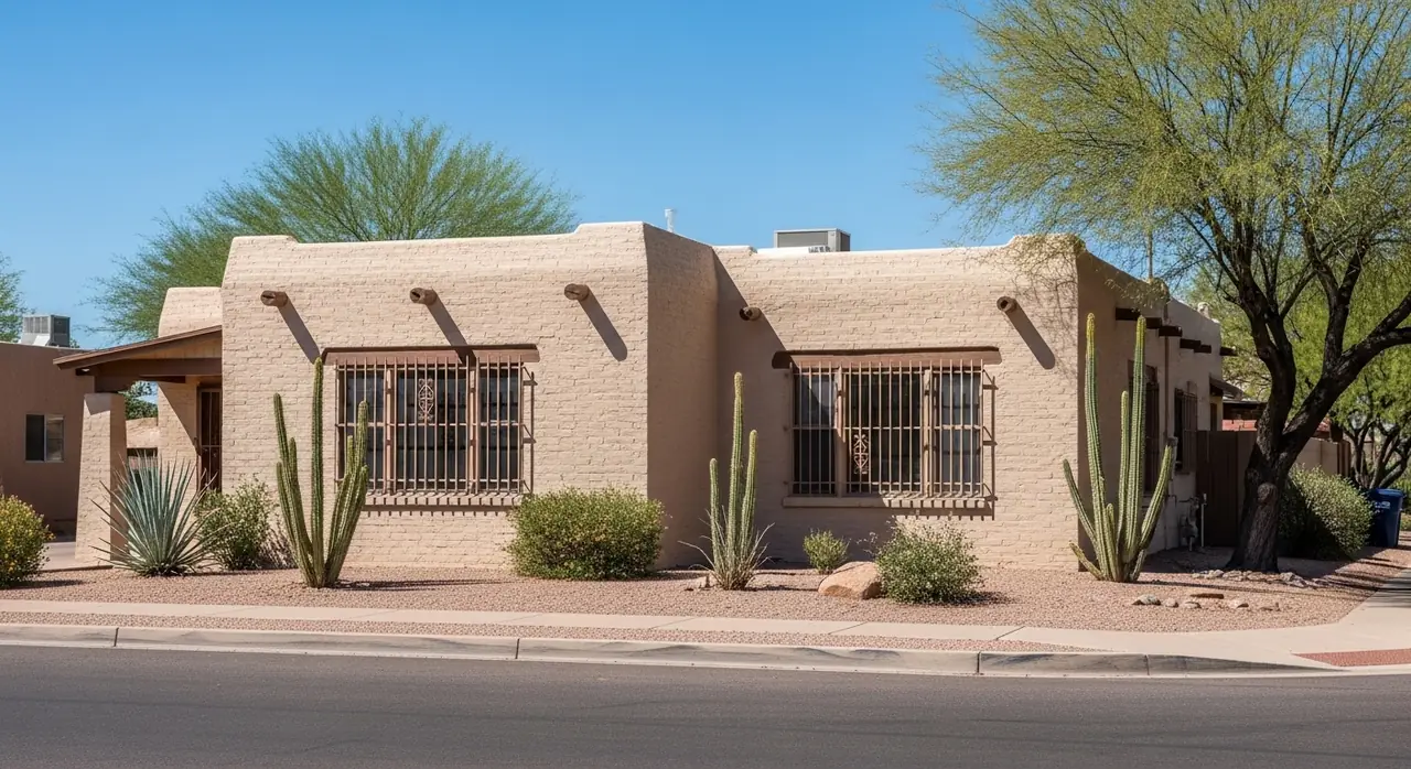 pueblo revival desert land — residential setting