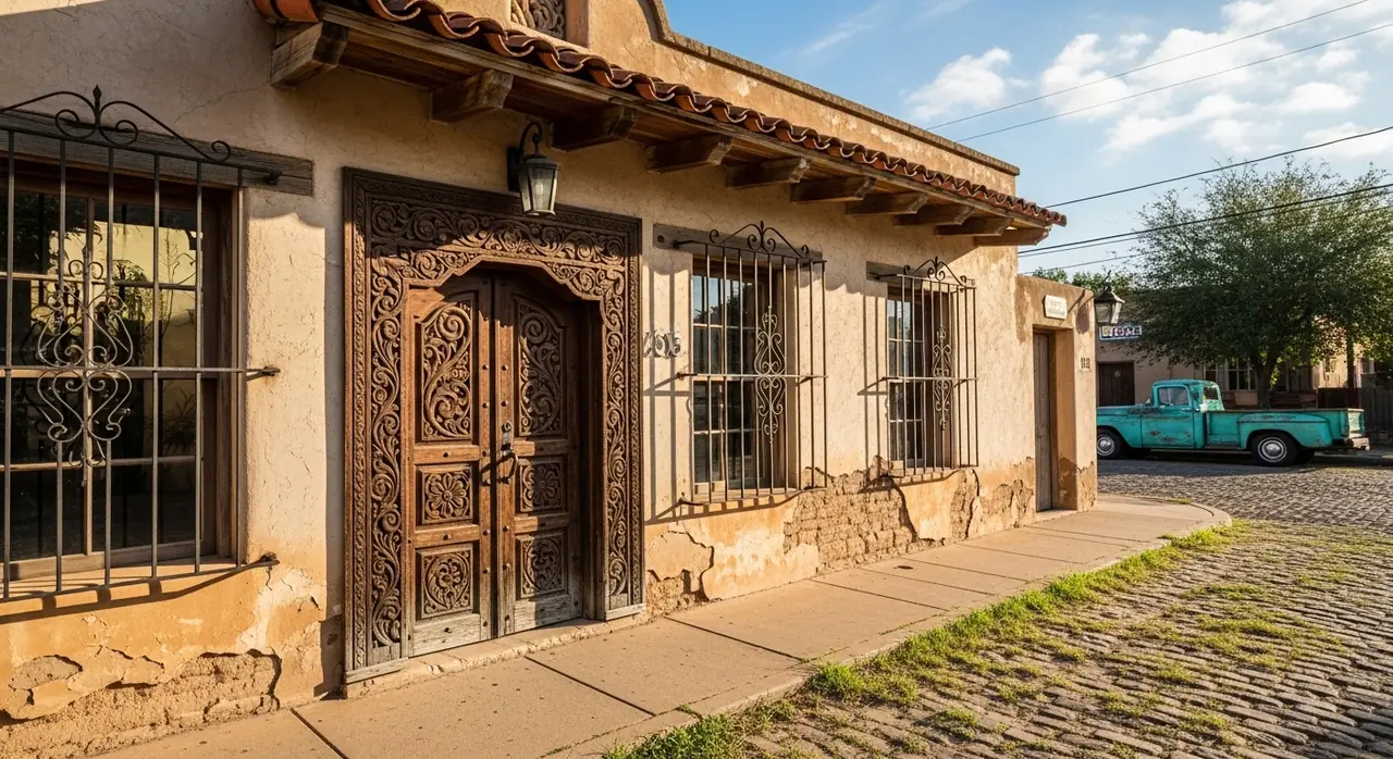 texas spanish colonial house patio — security context