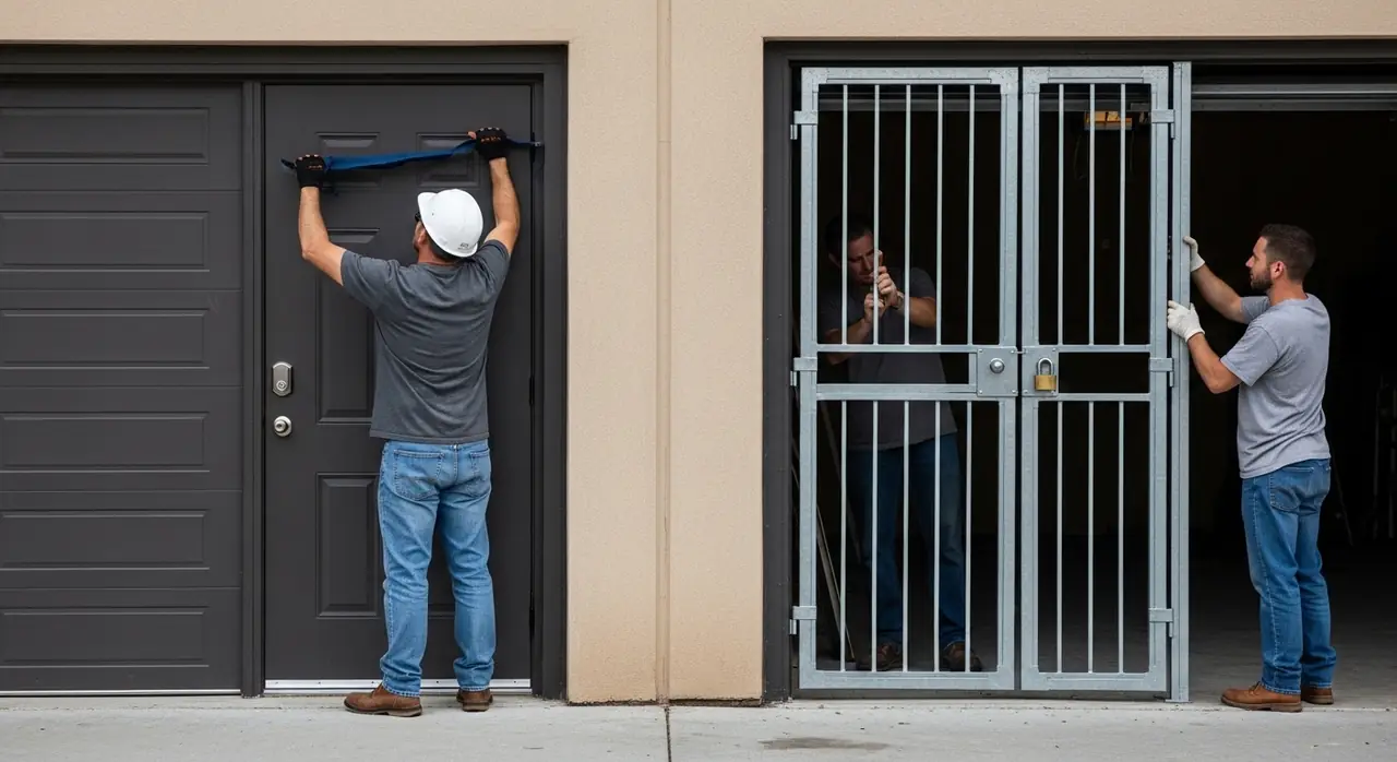workers installing garage door jpeg — professional installation
